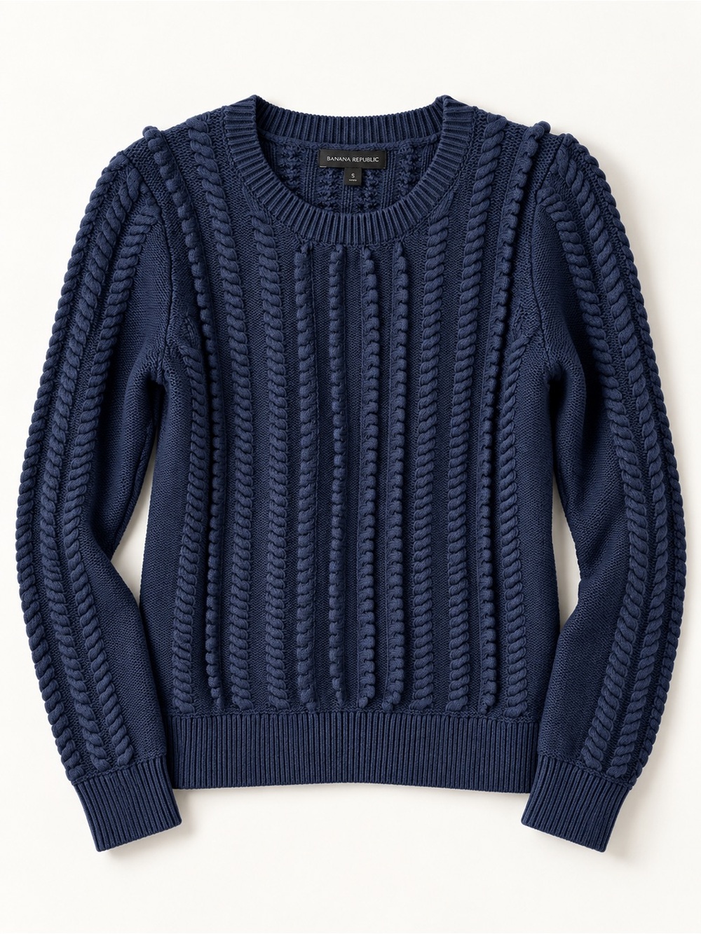 Banana Republic | NWT Navy Cable Knit Crewneck Cotton Blend Size Small